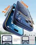 TOCOL für iPhone 17 Pro Max Hülle 6,9 Zoll, Kompatibel mit MagSafe, Vollständiger Kameraschutz, Eingebauter Magnetring, Stoßfest Kratzfest Transluzente Handyhülle für iPhone 17 Pro Max Case, Blau - 7