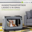 Juskys Hundetransportbox Lassie XL faltbar & tragbar 56x81x58 cm mit Decke, Tasche & Griffen - Faltbare Transportbox für Hunde, Katzen & Haustiere - Oxford Stoff Hundebox Auto Hundetasche - Grau - 8