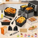 Zubehör Airfryer für Ninja Foodi MAX Dual Zone Heißluftfritteuse AF400EU AF300EU AF400EUCP DZ400EUSTGD, 2×Silikonform Heissluftfritteuse 9,5L, Weiteres Zubehör im Lieferumfang Enthalten - 8