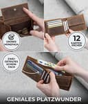 KORUTA Geldbörse Herren Leder Braun mit RFID Schutz I Echtleder Portemonnaie Groß I 13 Fächer I Geldbeutel für Männer I Brieftasche Wallet Portmonee aus echtem Leder (Braun Vintage) - 2