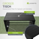 Juskys Set mobili da giardino 2in1 in polyrattan Jamaika - tavolo, divano lounge da giardino - set salotto da balcone per balcone, giardino - lounge da esterno nero grigio - 6