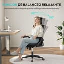 Yaheetech Silla de Oficina Ergonomica con Soporte Lumbar Silla Escritorio Reposabrazo Ajustable Silla Oficina Reposacabeza Base Giratoria de 70 cm Transpirable Negro - 6