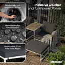 STEELSØN Asteri Sitzgruppe 5-teilig – Gartenmöbel Set mit 2 Sessel, 2 Hocker, 1 Tisch – Balkonlounge Metallgestell Weiß – inkl. Sitzpolster anthrazit – Terrassenlounge für 2-4 Personen – wetterfest - 3