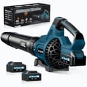 GEVEELIFE Soffiatore a batteria per foglie 18V, 257 km/h Soffiatore elettrico per foglie con 3 velocità e 2 batterie da 5,2Ah – Soffiatore per foglie senza fili per giardino, foglie, polvere e neve - 1