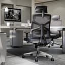 HOLLUDLE Silla de Oficina Ergonómica con Respaldo Adaptativo, Silla de Escritorio de Alto Respaldo con Reposabrazos 4D, Profundidad de Asiento Ajustable, Soporte Lumbar y Reposacabezas 2D, Negro y Gri - 7