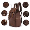 YuHan Unisex Vintage Casual Rucksack Canvas Rucksack Laptop Laptop MacBook Studenten Wandern Camping, braun, Mediam - 5