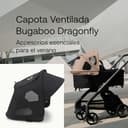Bugaboo Capota ventilada Dragonfly, extensible para una protección adicional y una protección solar óptima, repelente al agua, Midnight Black - 2