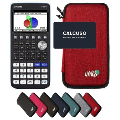 CALCUSO Economy Pack: Casio FX CG50 Graphic Calculator and WYNGS Protective Case in Red