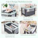 RELAX4LIFE 4 in 1 Culla con Fasciatoio e Cingia Fissagio, Adatto a Neonato da 0 a 36 Mesi (Grigio Scuro) - 2