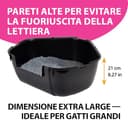 Ferplast Lettiera Gatto Angolare, Toilette per Gatti Grandi, in Plastica con Bordi Alti, Facile e Veloce da Pulire L 56,5 x W 50 x H 21,5 cm, paletta inclusa, Nero - 7