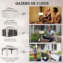 Outsunny Cenador de Jardín 4x3 m, Pabellón de Jardín Gazebo con Doble Techo, 4 Cortinas y Mosquitera, Marco de Aluminio, Orificios de Drenaje, UPF50+, Carpa para Exterior, Terraza, Patio, Blanco Crema - 4