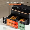 COSORI Friggitrice ad Aria Doppio Cestello, 8,5 Litri Grande Capacità del Air Fryer, Funzione 8 in 1, 35-230°C, Veloce ed Efficiente, Finestra, CAF-R903, Oro - 2