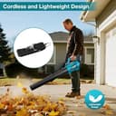 Soffiatore elettrico a batteria 300 km/h con 5 marce e 2 batterie da 6000 mAh – soffiatore senza fili per giardino, foglie, polvere e neve - 6