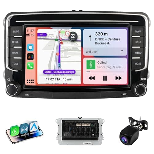 Haudio 2 Din Autoradio con Wireless Apple CarPlay e Android Auto, Schermo da 7 Pollici con Canbus, Bluetooth, Mirror Link,WiFi, FM/AM/RDS/SWC Autostereo per VW Golf 6, Passat,Polo, Tiguan, Jetta&Skoda