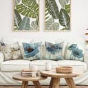 ZWJD Fodera per Cuscino Decorativa in Lino 40x40 Set di 4 Fodere per Cuscini Floreale Pittura ad Acquerello Fodere per Cuscini per Divano Camera da Letto Divano Cuscino per Esterno 40x40 A202-16 - 2