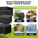 Juskys Polyrattan Lounge Punta Cana M für 3-4 Personen mit 3er Sofa, Sessel, Tisch & Kissen, Sitzgruppe für Garten, Terrasse und Balkon, Gartenmöbel Set wetterfest - schwarz/grau - 5