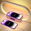 Lampada da comodino con ricarica wireless, lampada da tavolo touch a LED USB, lampada da camera da letto dimmerabile con 3 modalità di colori e orologio, lampada da scrivania in bambù per - 1