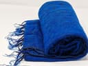ISMA HANDMADE Coperta nepalese fatta a mano in lana di yak, scialli morbidi e oversize, coperta da meditazione in lana di yak, blu reale, 228 cm x 119 cm - 3