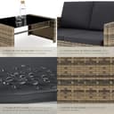 tectake® Conjunto Jardín de Ratán y Acero, Muebles Jardín Exterior, 2 Sillones 1 Sofá 1 Mesa con Cristal, Conjunto Terraza Resistente a Intemperie, con Cojines, Fundas Extraíbles - natural/gris oscuro - 6