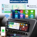 Radio Coche 1 DIN con Carplay Inalámbrico - Pantalla Táctil de 6.86 Pulgadas, Radio CarPlay 1 DIN Soporte Mirror Link para con Cámara de Respaldo, RDS FM Radio/Type-C de Recharge/Mic/SWC - 2