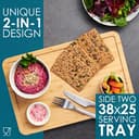 Premium Organic 2-in-1 Large Wooden Chopping Board & Serving Tray – 38x25x2cm – Multi-Purpose Bamboo Cutting Board with Juice Groove for Carving Meat, Vegetables, Cheese and Bread - by LARHN - 3