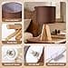Warmiehomy 37cm Wooden Bedside Table Lamp, Modern Tripod Table lamp with Brown-Red Fabric Shade, Button Switch, 4W E27 Warm Light Bedside Lamps for Bedroom, Living Room, Study, Office (Bulb Included) - 3