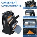 KROSER Laptop Rucksack Damen 15,6 Zoll Stilvoller Tagesrucksack, Wasserabweisender Nylon Schulrucksack Rucksack für Reisen/Business/Damen/Mädchen-Schwarz - 2