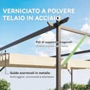 Outsunny Gazebo Pergola Addossata 3x4 m con Tetto Retrattile Scorrevole, Fori di Drenaggio, Pergolato da Giardino in Poliestere e Acciaio, per Patio, Terrazzo, Esterno, UV30+, Bianco Crema - 5