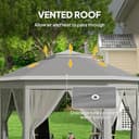 Outsunny 3 x 4m Garden Gazebo Hexagon Pop Up Gazebo Party Tent Canopy Double Roof Instant Shelter with Netting and Carry Bag for Outdoor Patio, Dark Grey - 4