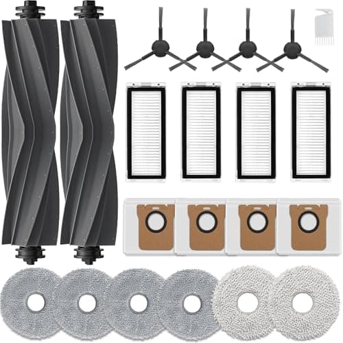 AVAENZO Kit di Accessori per Dreame L20 Ultra, L20 Ultra Complete, 2 Spazzola Principale, 6 Panni Mop, 4 Filtro Hepa, 4 Spazzola Laterale, 4 Sacchetti Robot Aspirapolvere Ricambi