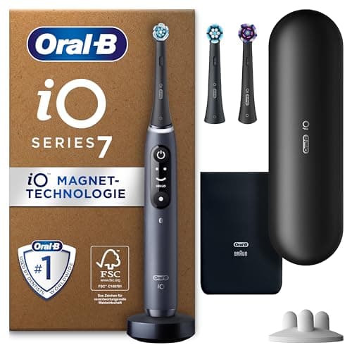 Oral-B iO Series 7 Plus Edition Elektrische Zahnbürste/Electric Toothbrush, Inkl. 3 Aufsteckbürsten, 5 Putzmodi für Zahnpflege, Reiseetui, Designed by Braun, Schwarz