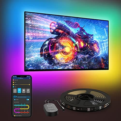 Govee TV LED Backlight, 3.8M RGBIC LED Strip Light for 55-65 inch TVs, Smart Lights with Bluetooth and Wi-Fi Control, Works with Alexa & Google Assistant, Music Sync, 219+ Scene Modes, Adapter Power