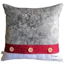 Generico Cuscino Arredo Artigianale in Cotone e Lino - Federa Decorativa con Albero della Vita in Applique e Fiore Ricamato a Mano per divano e camere della casa - Quadrato, 47x47 cm, Fatto a Mano - 2