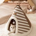 Galatée Cuccia Per Gatti, Graziosa Cuccia Per Gatti e Cani a Forma Di Igloo Con Cuscino Rimovibile, Comoda Tenda Triangolare Per Animali Domestici, Caldo Nido Per Animali Domestici(M, Grigio) - 5
