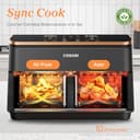 Cosori Grande Freidora de Aire-True Metal-8,5 Litro Doble Cesta Air Fryer-Alta Potencia y 55 % Eficiencia Energética-Temperadura Dual（35-230℃）-10 Modos-Panel Táctil Multifunción-Máx 10 Personas - 4