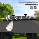 TRIUMPHKEY Pavillon 3x4 Wasserdicht Stabil Winterfest, Garten Pavillion mit seitenwänden, UV-Schutz 50+, Plane Gartenlaube, Metallrahmen Pavillon, Patio Gazebo, Grau mit LED - 6