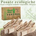 Senza sapore legnoso. 300 Posate XL in bambù ecologico. Coltello+Forchetta+Cucchiaio. Picnic, barbecue, festa, compleanno @Claudi Home - 2