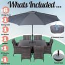 Giardino Savannah Rattan 6 Seater Dining Set | Rectangle Table & Chairs with Ice Bucket Drinks Cooler & Parasol - 4