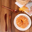 DOPENSPI 6 teiliges Holzbesteck zum Essen, Nanmu Holzgeschirr, wiederverwendbare Holzlöffel, Gabeln, Schaber, Holzbesteck-Set, Besteck-Set für den täglichen Gebrauch, Familie, Zuhause, Reisen, Camping - 4