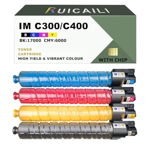 RUICAILI IM C300 C400 - Cartucho de tóner de repuesto compatible con impresora Ricoh Work con impresora IM C300 C400 (4, negro, cian, magenta y amarillo)
