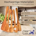TOPANBIETER 999 Hochwertiges 5-teiliges Küchenlöffelset, Made in EU, 3 Löffel und 2 Spatel, nachhaltiges Olivenholz, langlebig und antibakteriell, Küchenhelfer-Set - 3