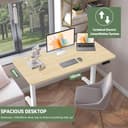 Flamaker Large Standing Desk 160x80cm with USB Charging Port, Sit Stand Reminder Desk Height Adjustable Electric Desk for Home Office with Cable Management Tray, Beige with Wheels - 7