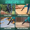 Soffiatore foglie a batteria per Makita 18V, motore senza spazzole, 2 batterie e caricabatterie inclusi, 6 velocità, 257 km/h, leggero e compatto con 3 ugelli per foglie, polvere, giardino e casa - 7