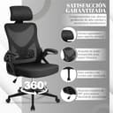 EveryKip® Silla Escritorio Ergonomica Ajustable con Reposabrazos Negro| Ruedas Anti-Arañazos | Sillas Oficina Ejecutiva con Reposacabezas | Cadeira Ergonómica Office Chair (Negro) - 3