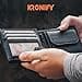 Kronify Men's Leather Wallet, Genuine Leather Wallet, RFID Protection, Landscape Format, with Coin Compartment, 13 Card Slots, Elegant Box, Nappa Black, Classic - 5