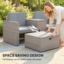 Outsunny 5 Piece Rattan Garden Furniture Set, Nesting Outdoor Furniture Conversation Set with 2 Footstools, WPC Storage Coffee Table, Cushions, Wicker Garden Sofa for Conservatory, Terrace, Dark Grey - 3