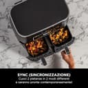 Ninja Foodi Dual Zone Friggitrice ad Aria Digitale, 2 Cestelli Antiaderenti, 7.6L, 4 in 1, Senza Olio per Massima Croccantezza, Cottura Arrosto e Riscaldamento, Lavabile in Lavastoviglie, Nero AF200EU - 7