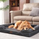 EHEYCIGA Orthopädisches Hundebett Grosse Hunde, 91x68cm, Memory Foam Hundekorb Mittelgroße Hunde, Waschbar Hundesofa Wasserdicht rutschfest, Hundecouch mit Hohem Rand, Dunkelgrau - 9