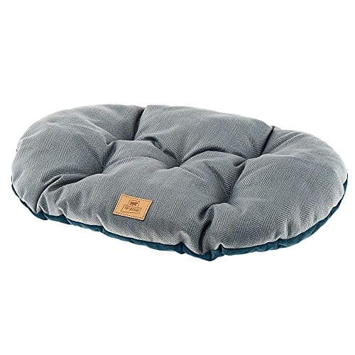 Ferplast Cat And Dog Cushion Stuart 89/10, Double-Sided, Tweed And Soft Velvet, Washable, Blue, XL