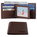 VISOUL Portafoglio Uomo Vera Pelle Portamonete Uomo Slim con Protezione RFID, Portafoglio Bifold da Uomo con 8 Porta Carte di Credito, 2 Scomparti Banconote e 2 Finestre ID (Marrón+Marrón Oscuro) - 2